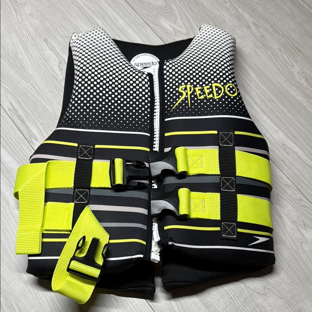 Speedo Kids Swim Vest - Black and Neon Yellow